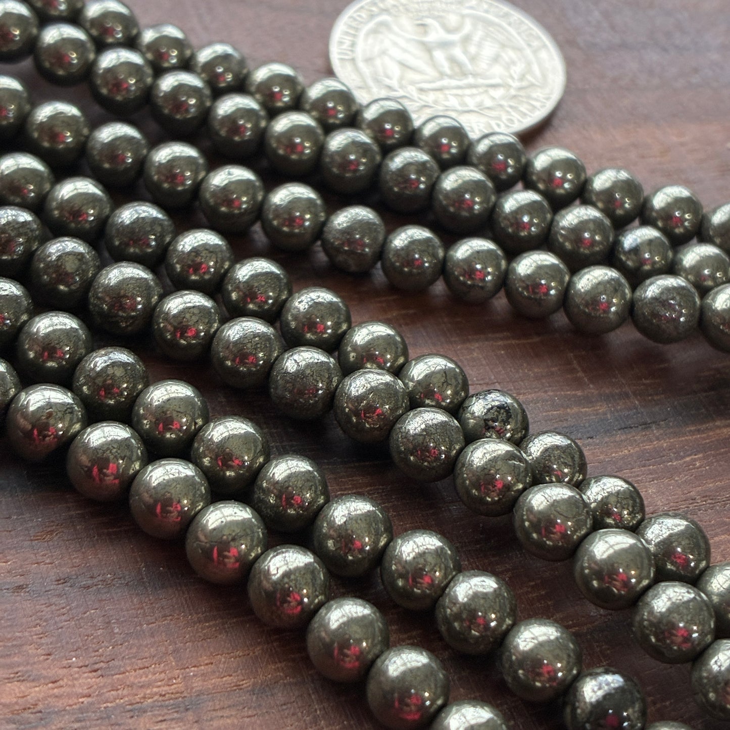 6mm Pyrite Round Bead Strand