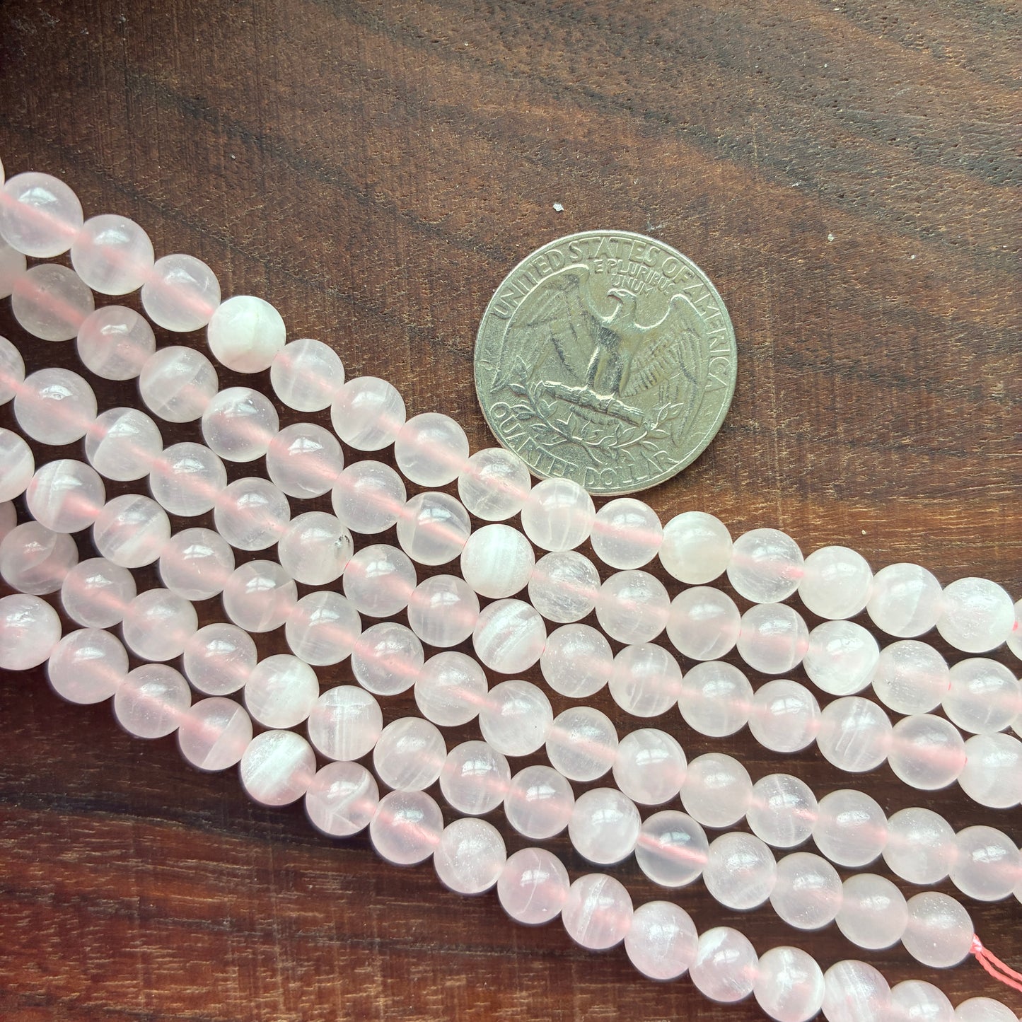 6mm Pink Calcite Round Bead Strand (UV Reactive)
