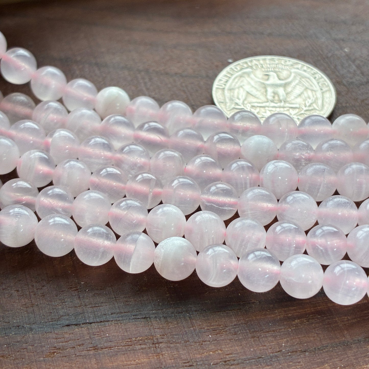 6mm Pink Calcite Round Bead Strand (UV Reactive)