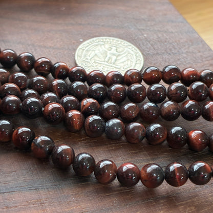 6mm Red Tiger Eye Round Bead Strand