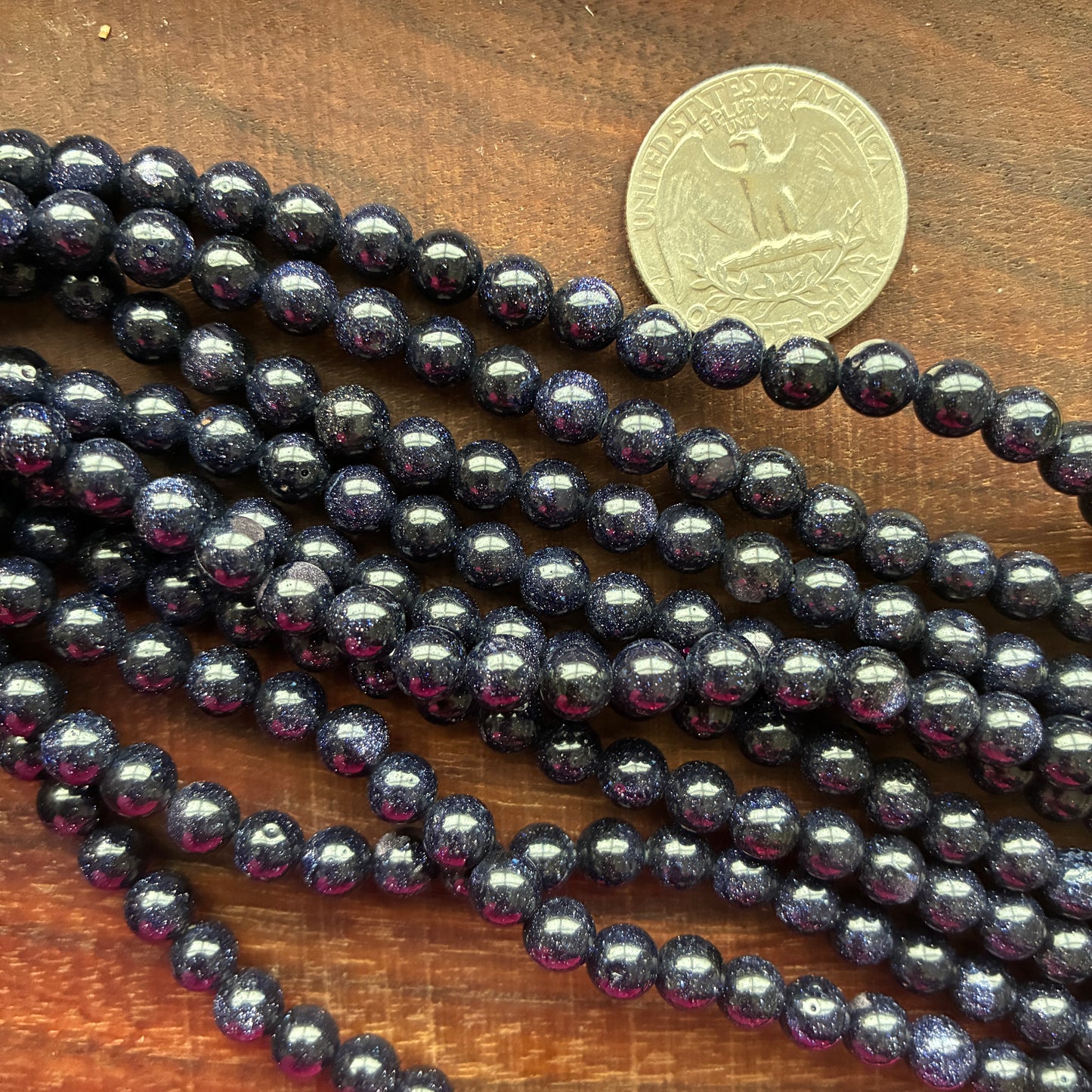 6mm Blue Sandstone Round Bead Strand