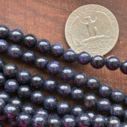6mm Blue Sandstone Round Bead Strand