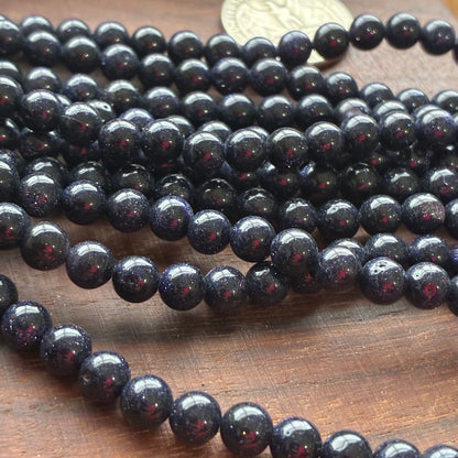 6mm Blue Sandstone Round Bead Strand
