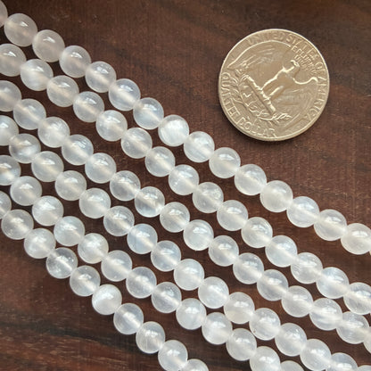 6mm Selenite / Satin Spar  Round Bead Strand