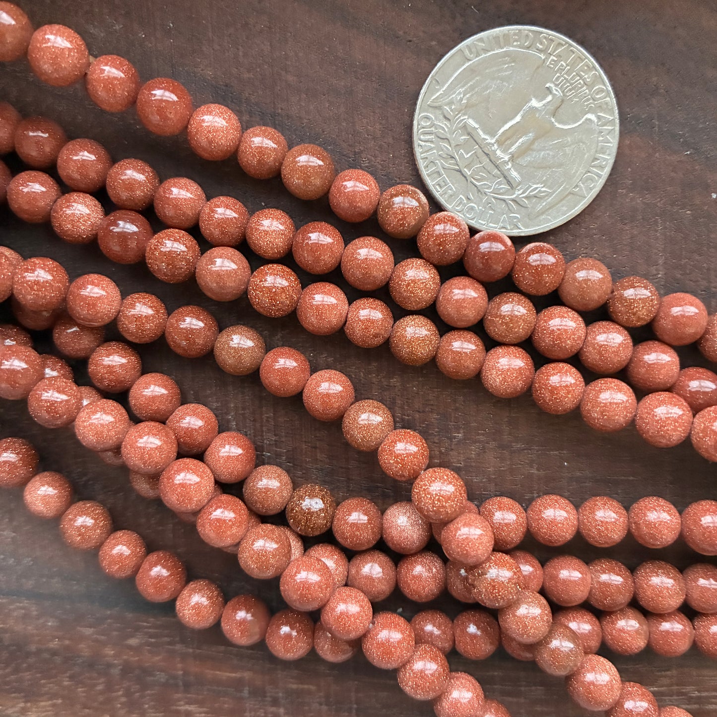 6mm Gold Sandstone Round Bead Strand