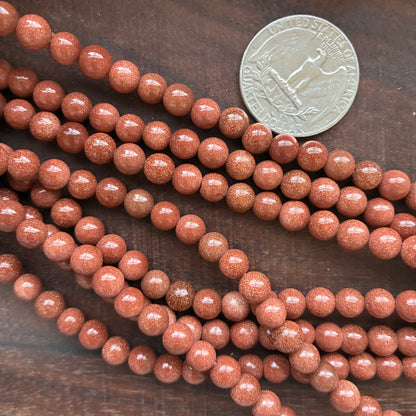 6mm Gold Sandstone Round Bead Strand