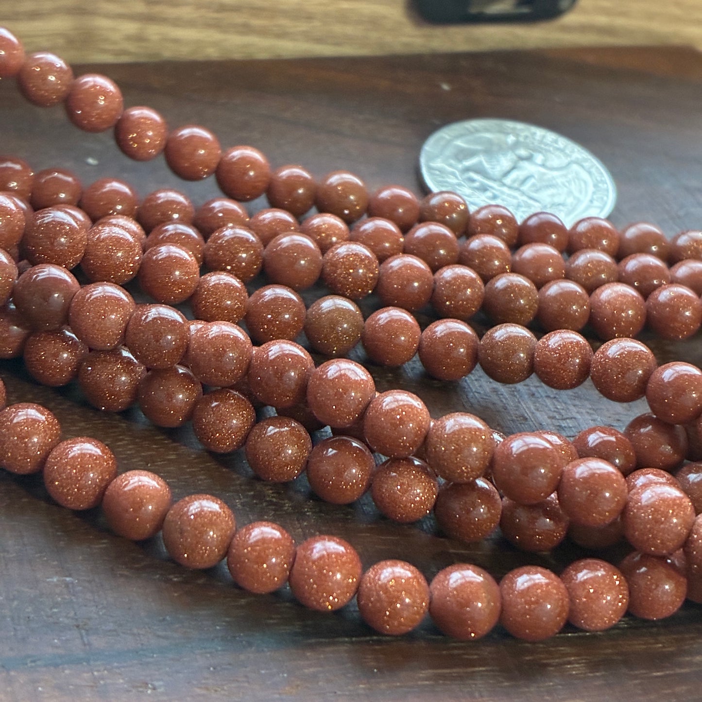 6mm Gold Sandstone Round Bead Strand