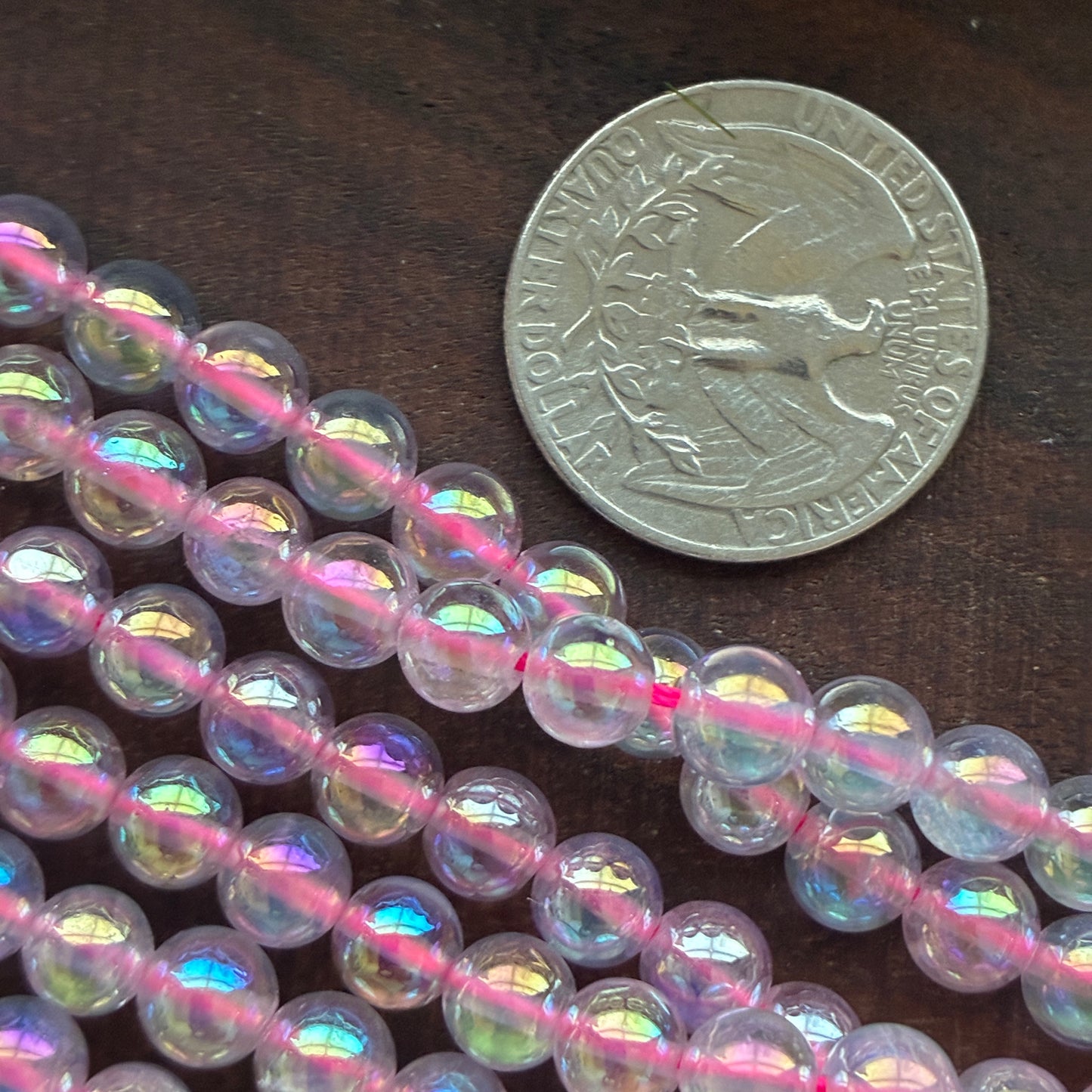 6mm Aura Rose Quartz Round Bead Strand