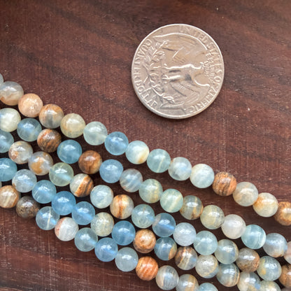 6mm  Blue Onyx Round Bead Strand