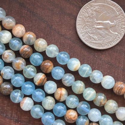 6mm  Blue Onyx Round Bead Strand
