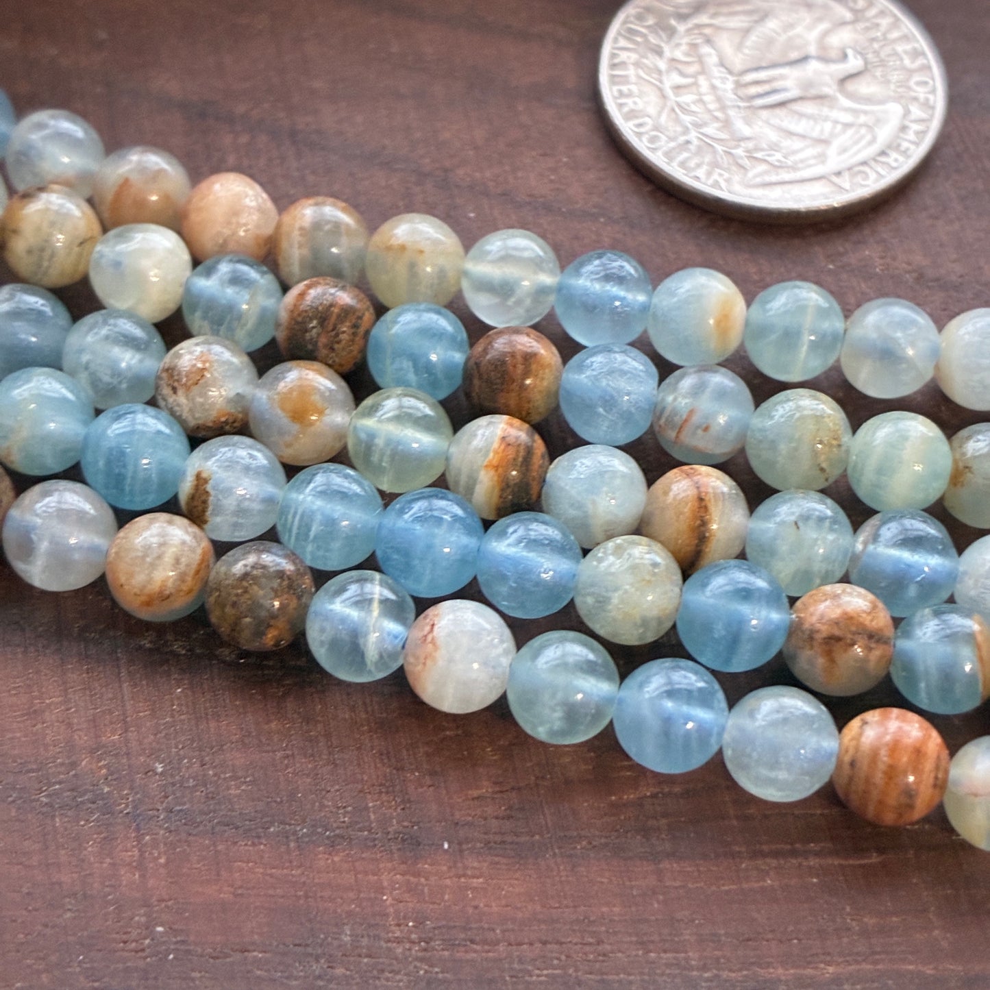 6mm  Blue Onyx Round Bead Strand