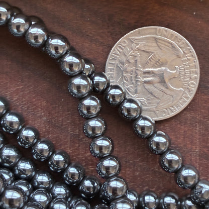 6mm Hematite Round Bead Strand