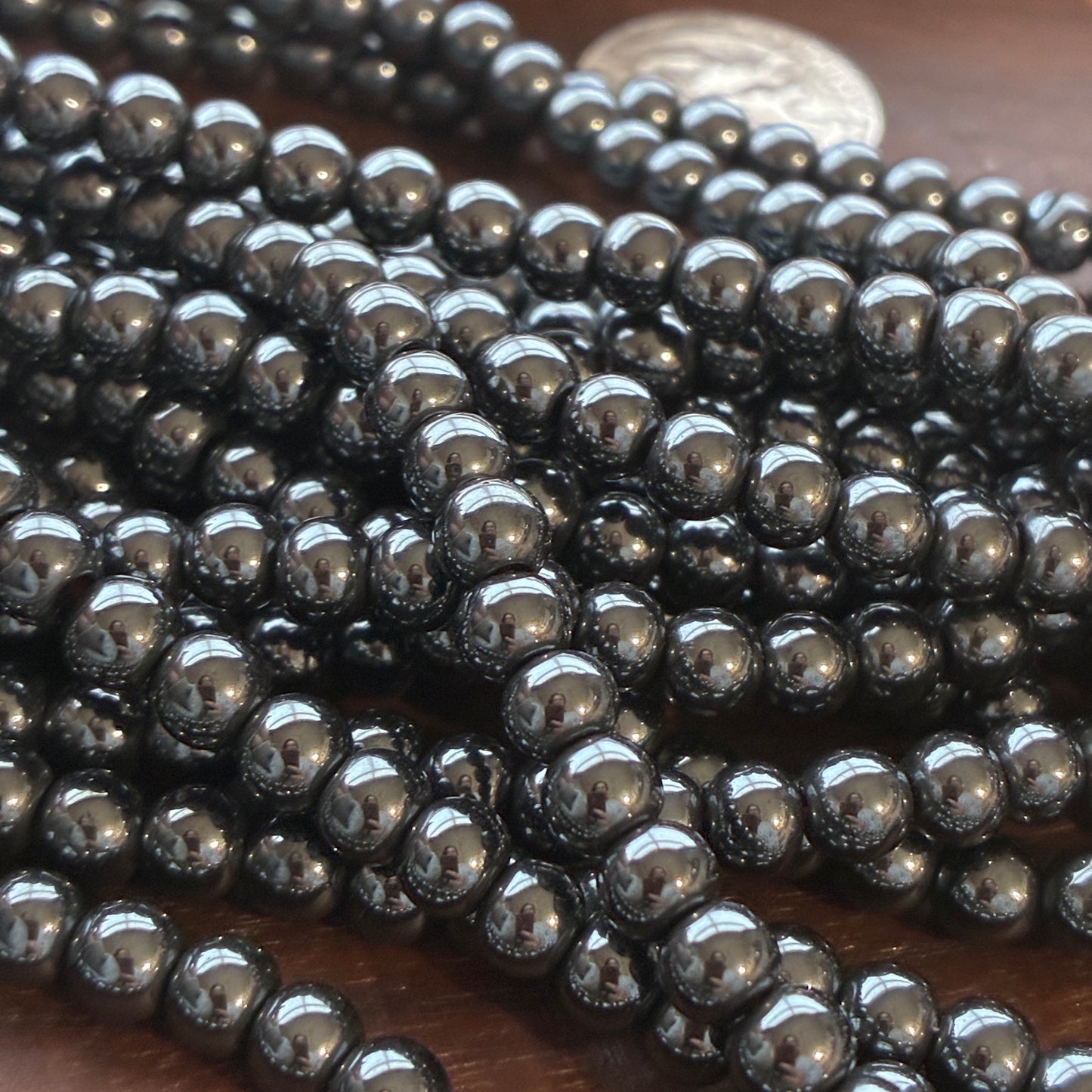 6mm Hematite Round Bead Strand