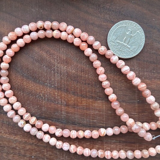 5mm Rhodochrosite Round Bead Strand