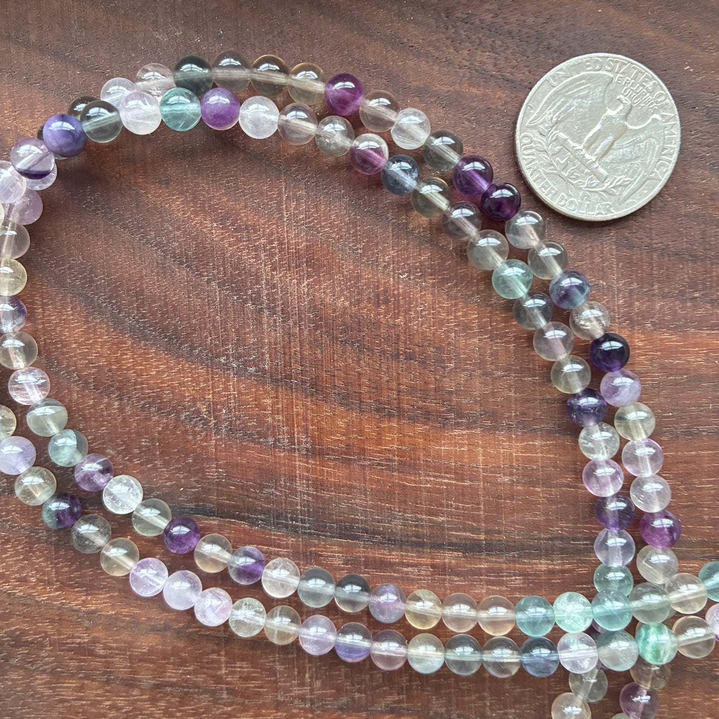 6mm Purple Fluorite Round Bead Strand