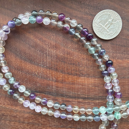 6mm Purple Fluorite Round Bead Strand