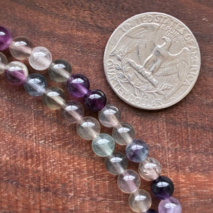 6mm Purple Fluorite Round Bead Strand