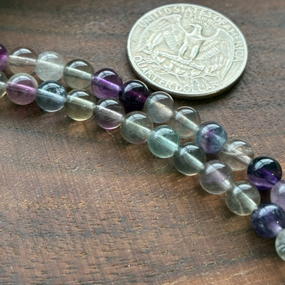 6mm Purple Fluorite Round Bead Strand