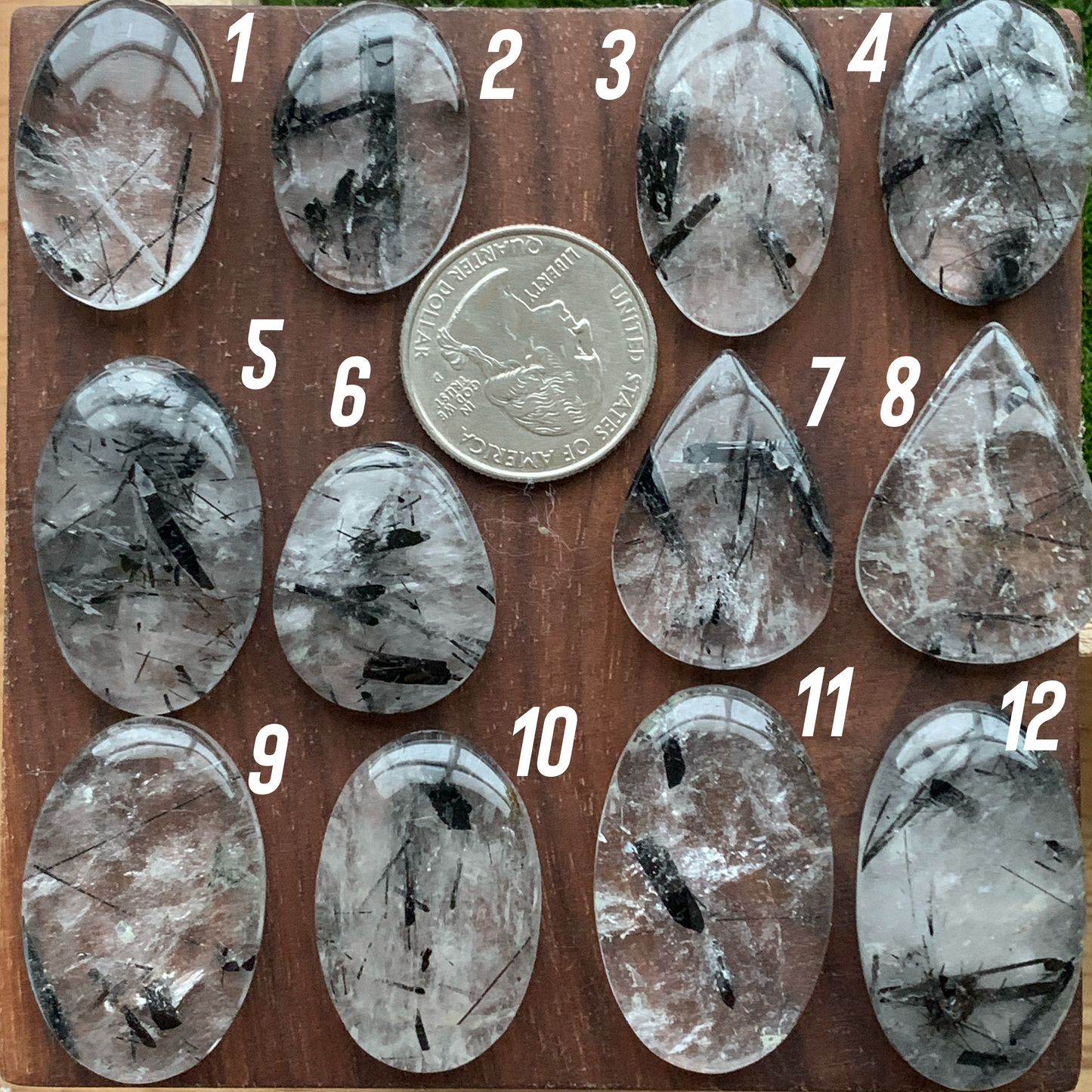 Black Rutile Cabochon - Oval - Teardrop - Pendant size