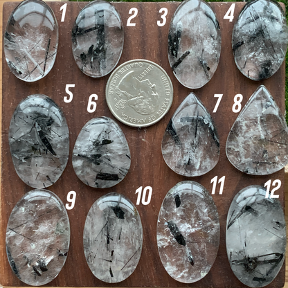 Black Rutile Cabochon - Oval - Teardrop - Pendant size