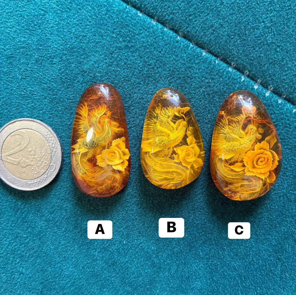 OVERSEAS ORDER - Carved Amber Cabochon