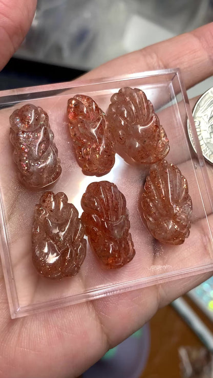 Sunstone 9tail fox - Small Pendant Size