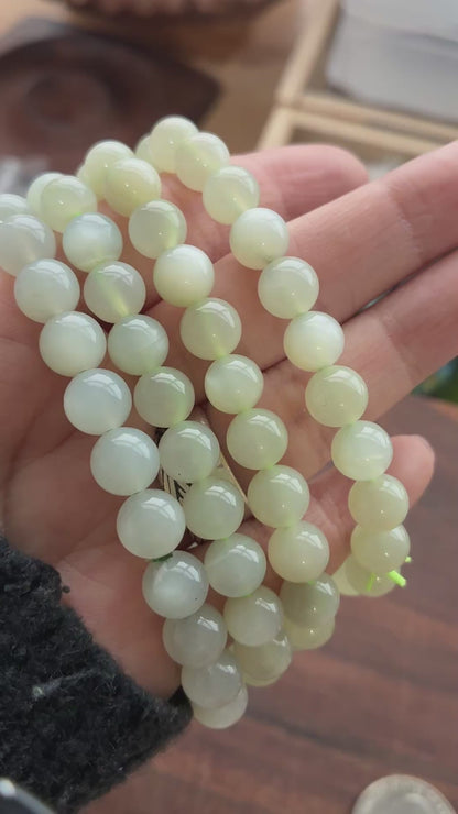 Green Moonstone 7-8mm Bead Bracelet