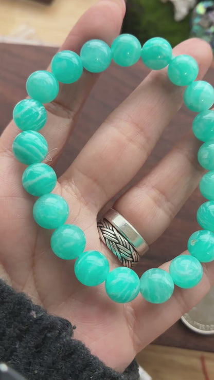 Amazonite 9-10mm Bead Bracelet