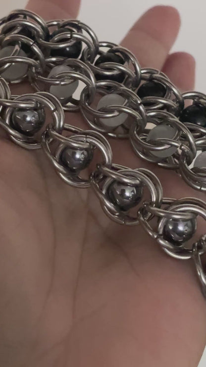 Stainless Steel Men Bracelet - Hematite / Cat Eye / Shungite
