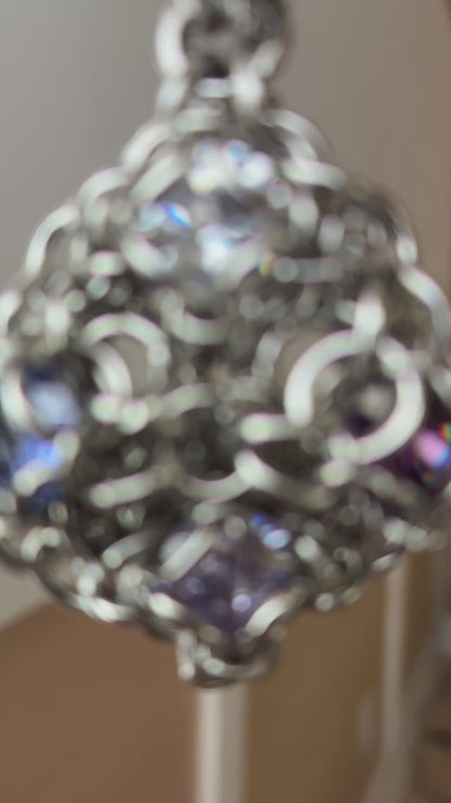 Stainless Steel Chainmail Pendant - 4 CZ Stone