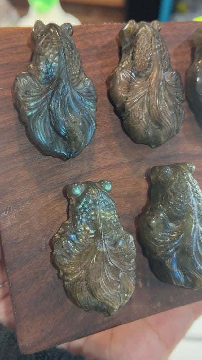 Labradorite Carving - Goldfish - Flatback