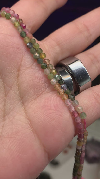 3mm Rainbow Tourmaline Faceted Strand