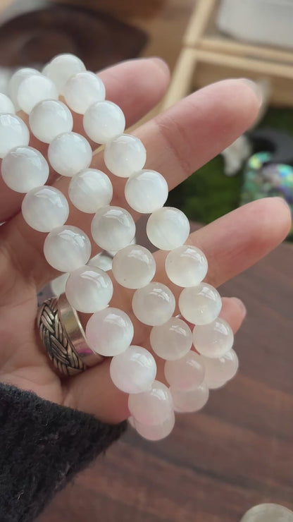 Selenite / Satin Spar 8mm Bead Bracelet