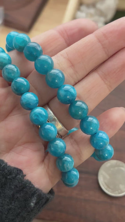 Blue Apatite 8mm Bead Bracelet