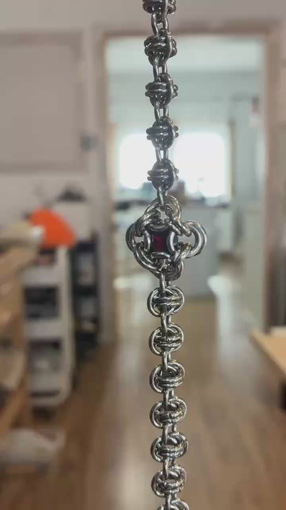 Stainless Steel Chainmail Garnet Bracelet